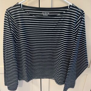 J. Crew Black and White Striped Long Sleeve Tee